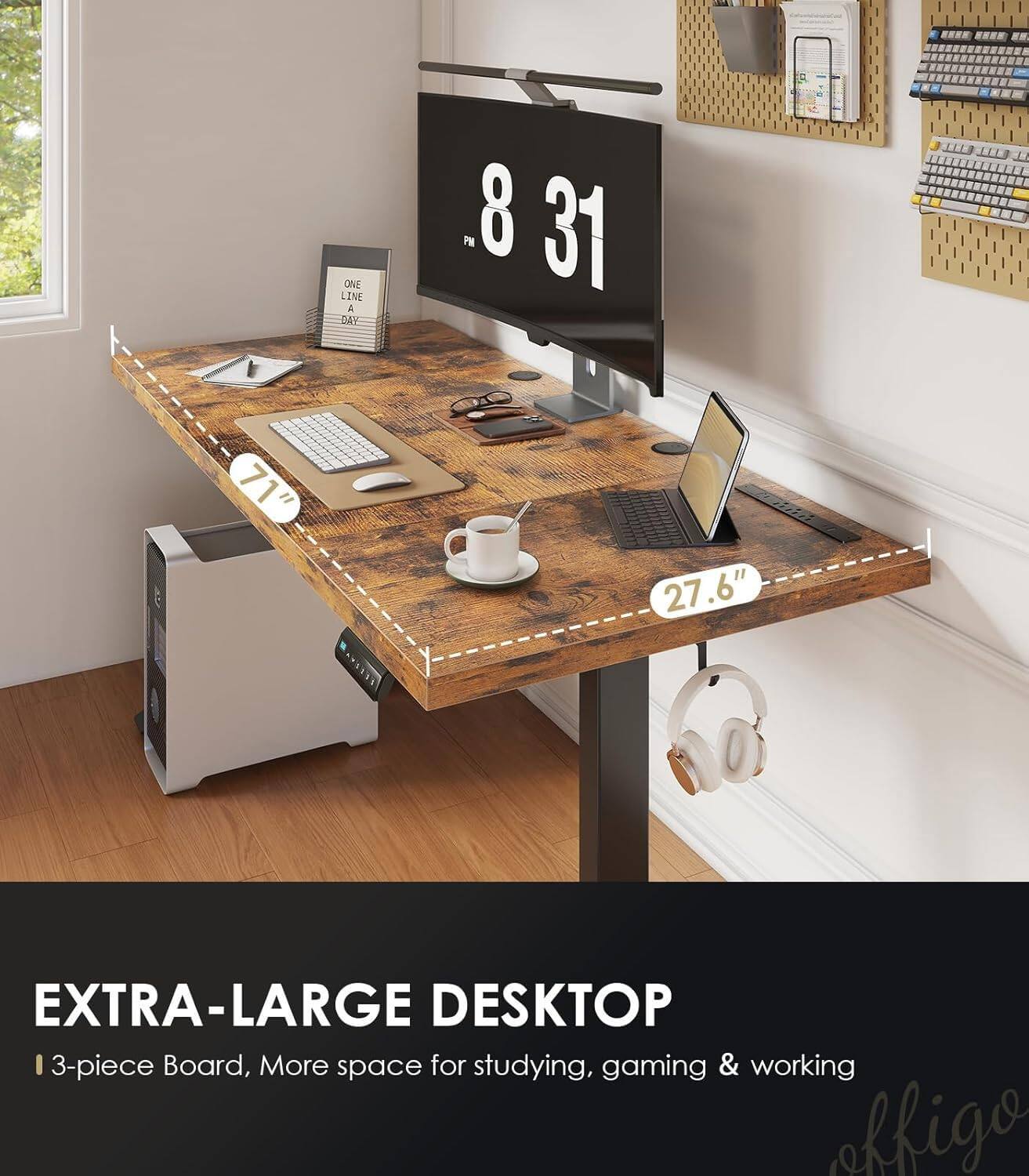 ONE LINE A DAY PM 8 31 71 " O1TE 27.6" EXTRA-LARGE DESKTOP 3-piece Board, More space for studying, gaming & working affigo