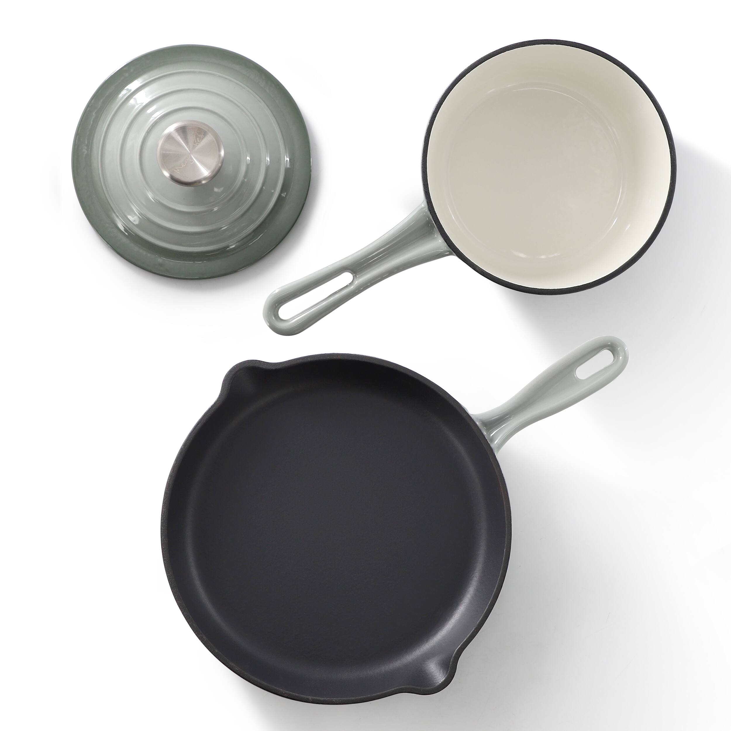 Alt View 2. Mega Chef - MegaChef 7 Piece Enameled Cast Iron Cookware Set in Gray - Gray.