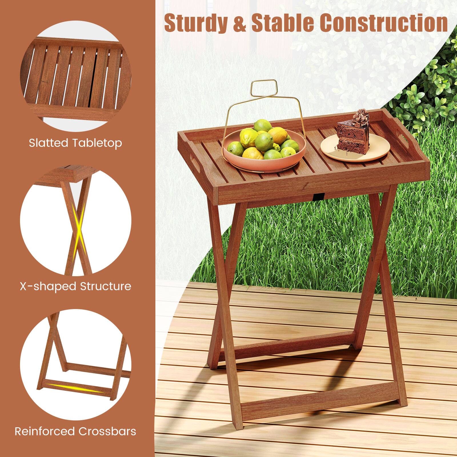 Sturdy & Stable Construction

- Slatted Tabletop
- X-shaped Structure
- Reinforced Crossbars