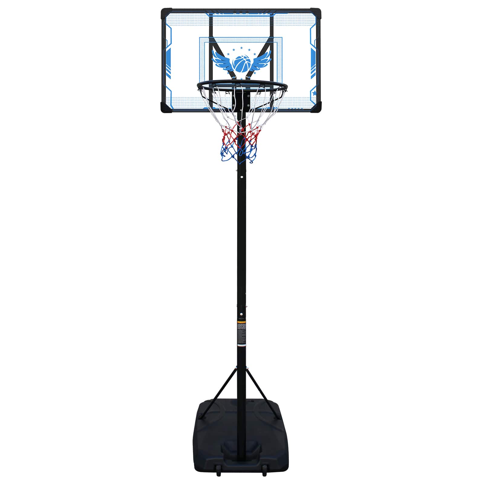 Ecooso - Portable Basketball Hoop, Adjustable 4.7-10 ft, Wheels & Fillable Base, Indoor/Outdoor - Black
