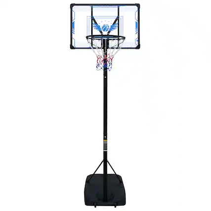 Front. Ecooso - Portable Basketball Hoop, Adjustable 4.7-10 ft, Wheels & Fillable Base, Indoor/Outdoor - Black.