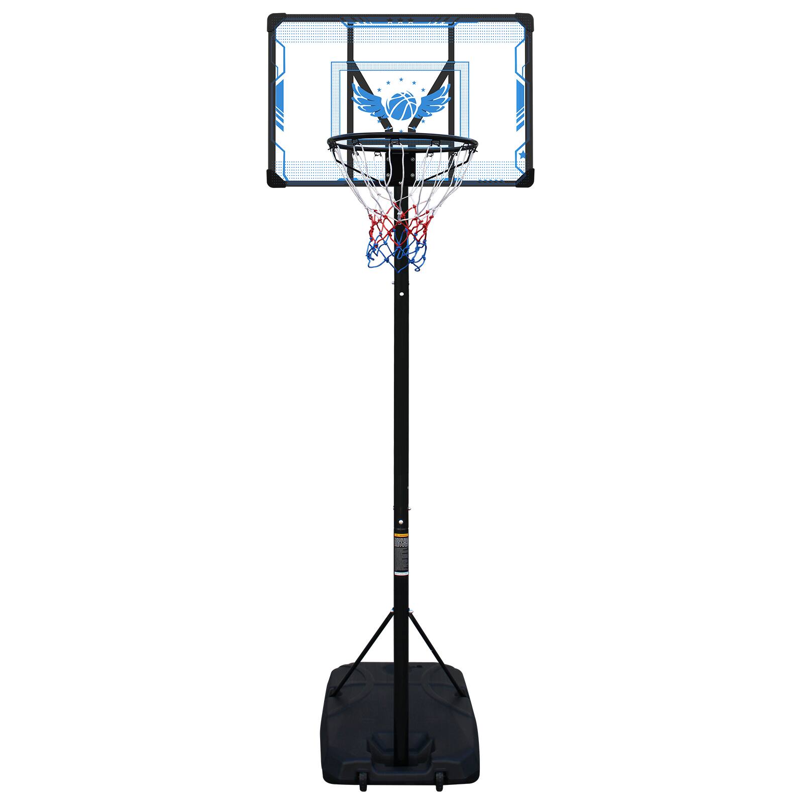 Front. Ecooso - Portable Basketball Hoop, Adjustable 4.7-10 ft, Wheels & Fillable Base, Indoor/Outdoor - Black.