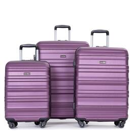 BreeBe - Expandable 3 Piece Luggage Sets PC Lightweight & Durable Suitcase with Spinner Wheels, TSA Lock - Dark Purple
