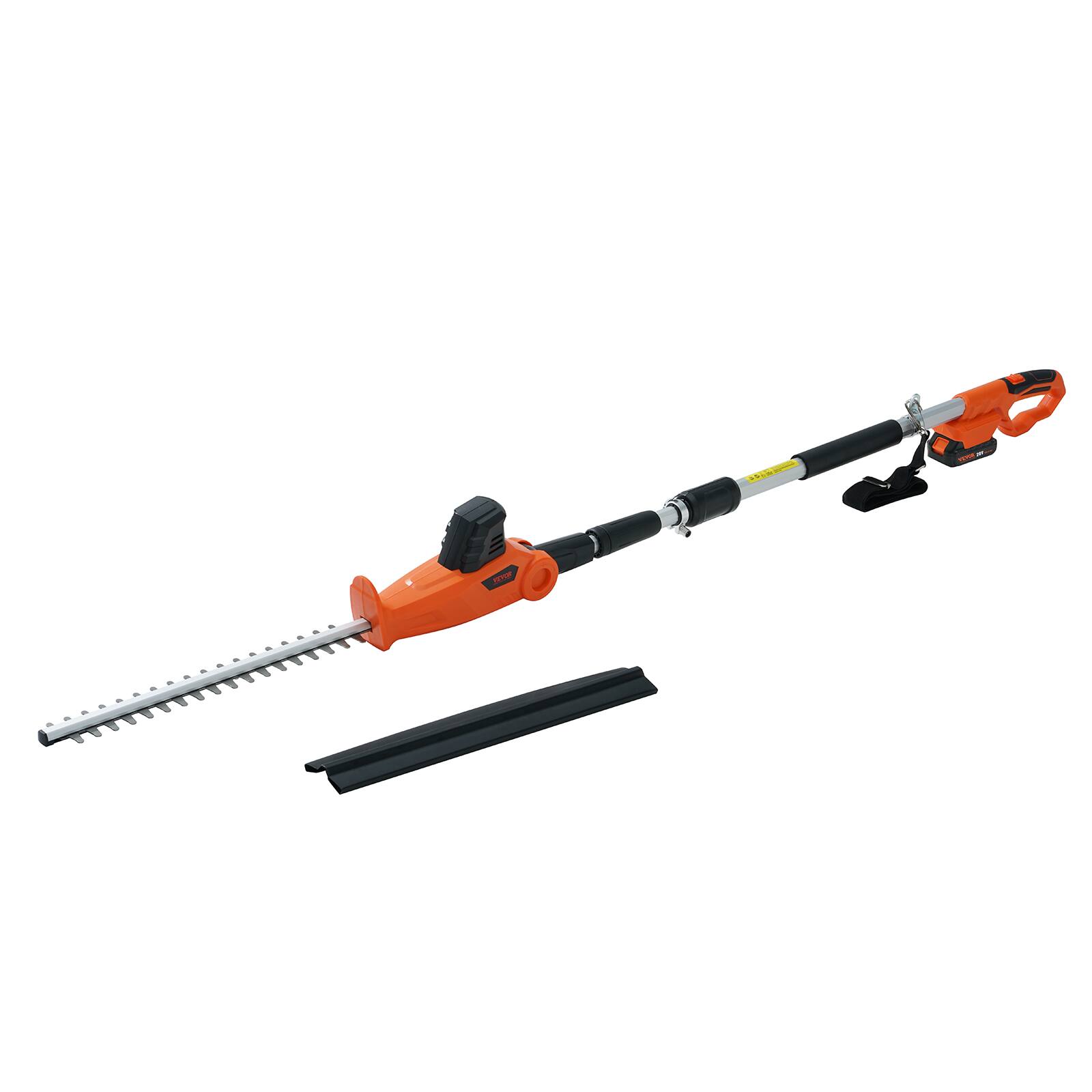 Alt View 5. VEVOR - 20V Cordless Hedge Trimmer,18inch Double-edged Steel Blade,Pole Hedge Trimmer Kit 20V Battery,74"-94"Telescoping Design - Orange.