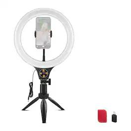 Neewer - N25 10.5" Desk Ring Light, Tripod, Phone Holder