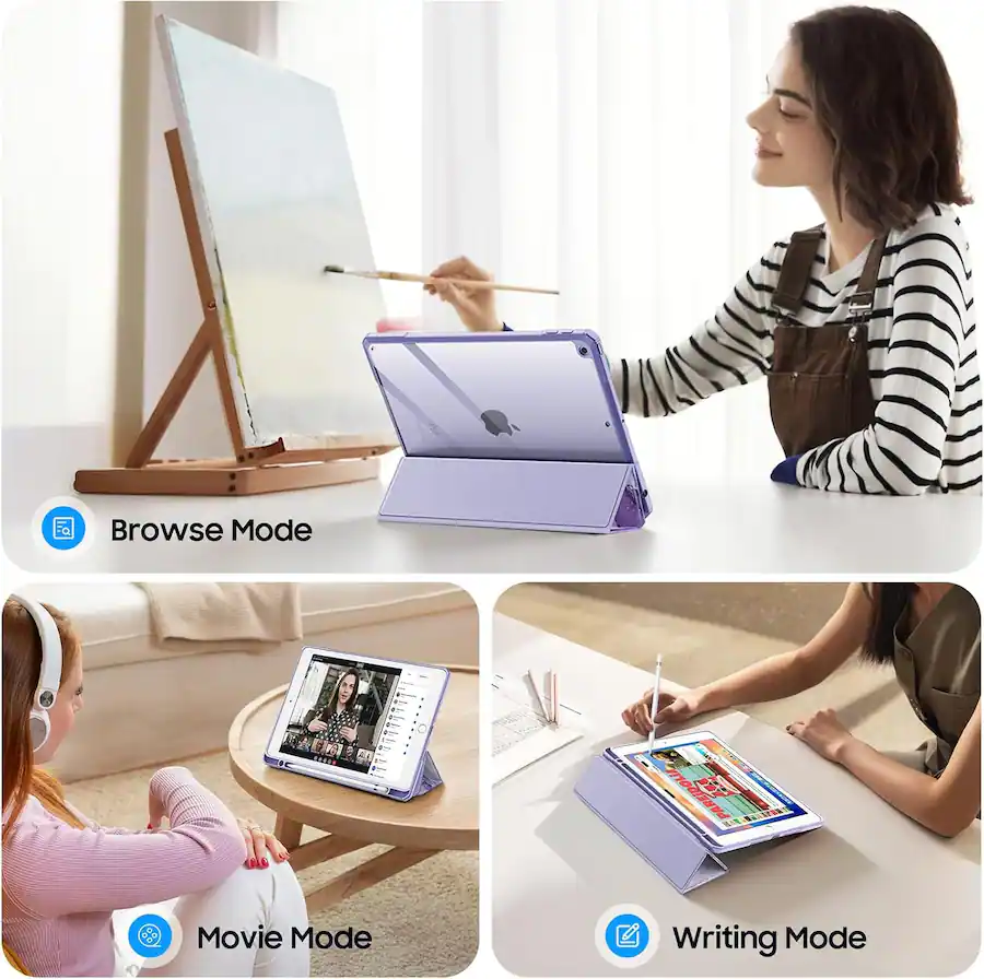 Backing Pad 10 Inch Fintie Hybrid Slim Clear Case for iPad 9th / 8th / 7th Generation 10.2 ...