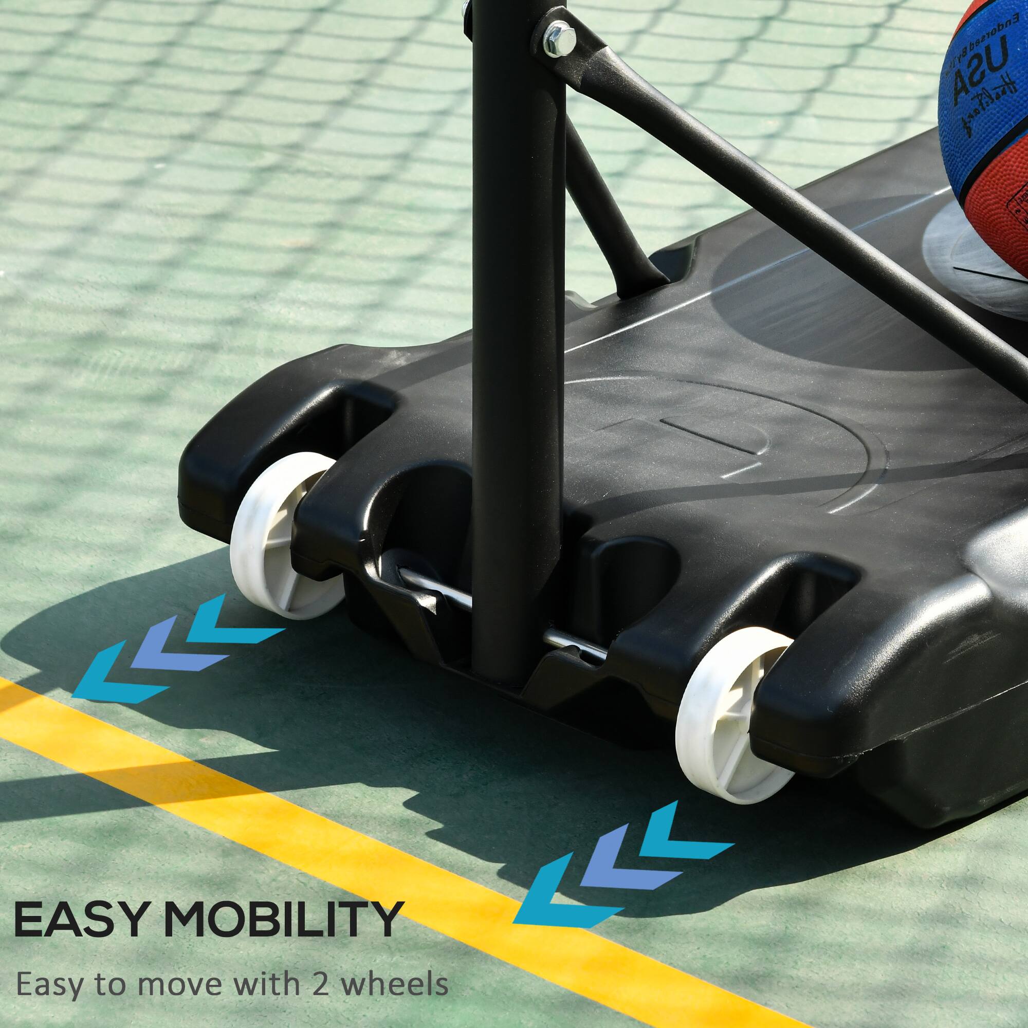 The text on the image reads: "EASY MOBILITY Easy to move with 2 wheels."