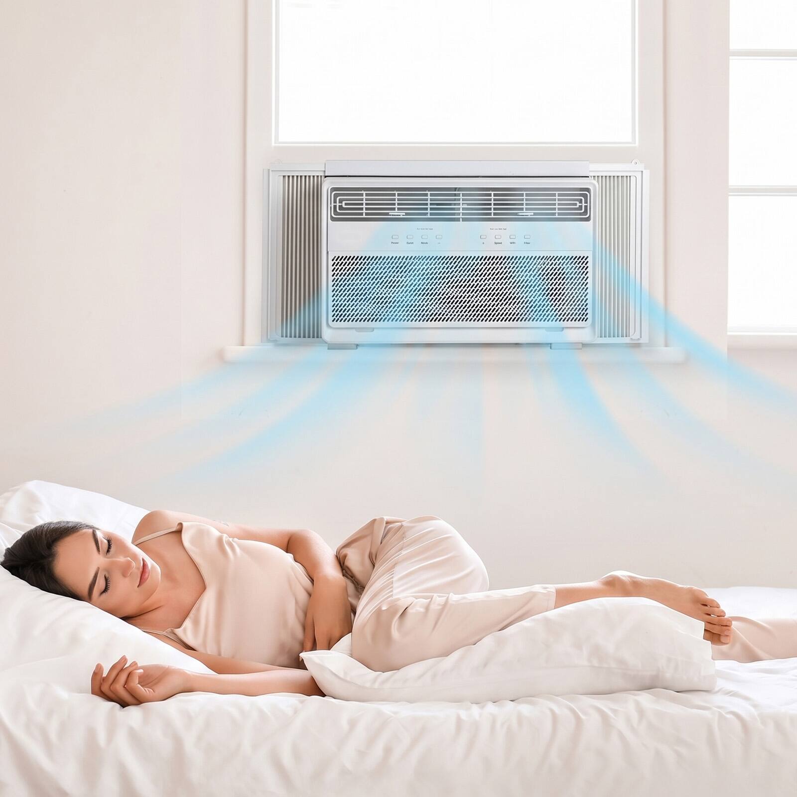 Alt View 10. Winado - 8000 BTU Window Air Conditioner and Heater, 4-in-1 AC Unit Cool, Heat, ECO, Fan, Timer w/Wifi APP & Remote Control 115V - White.