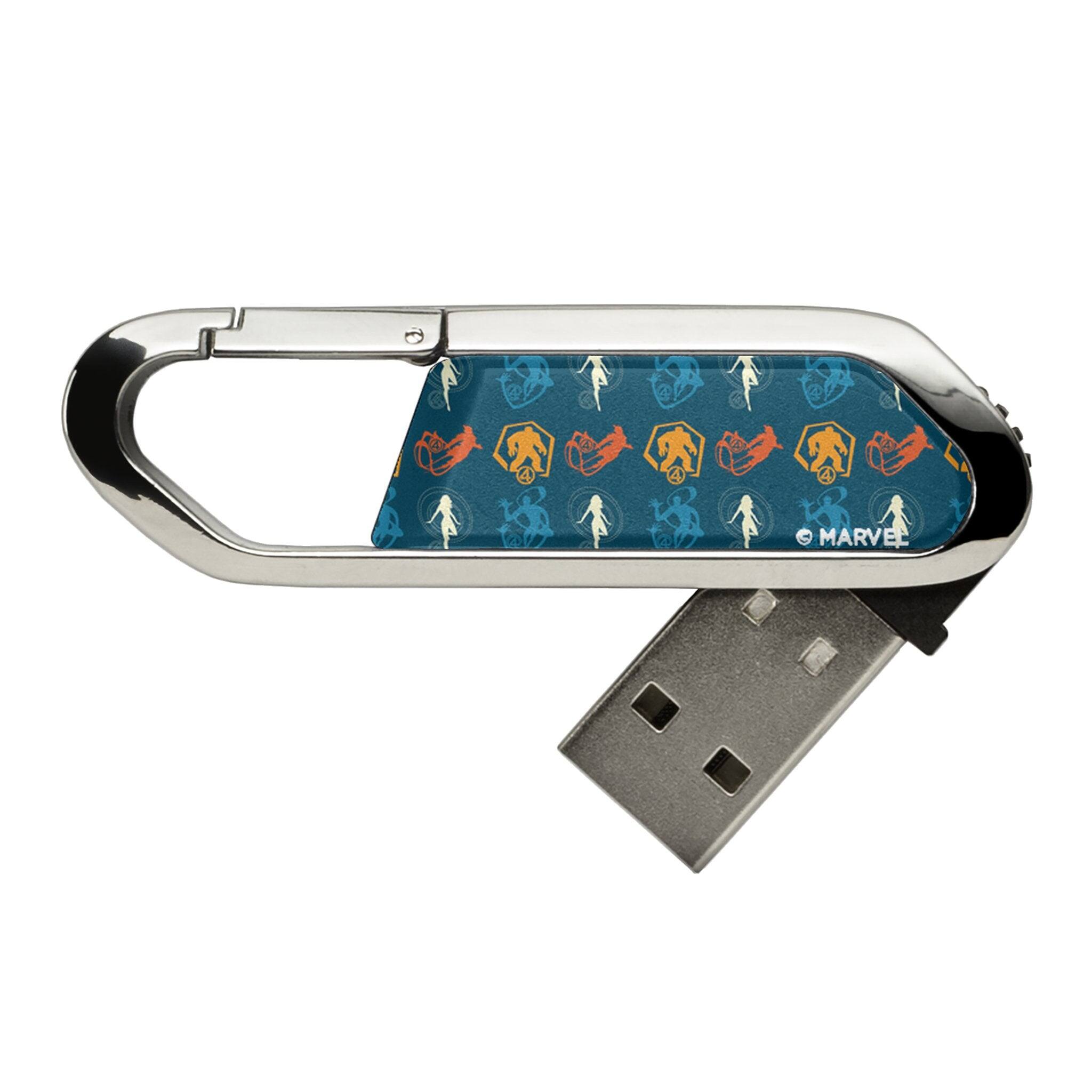 Front. Keyscaper - Marvel Pattern 2 USB 64GB Clip Style Flash Drive - Fantastic Four.