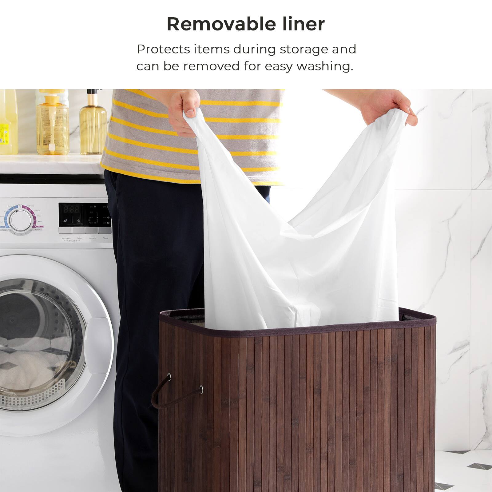 Removable liner  
Protects items during storage and can be removed for easy washing.