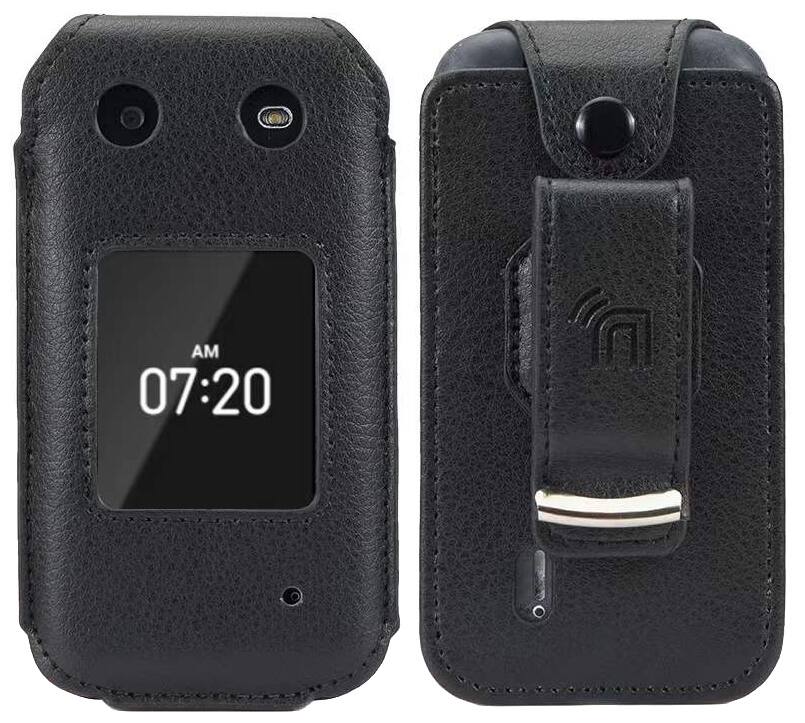 Alt View 9. Nakedcellphone - Vegan Leather Case with Belt Clip for Nokia 2760 2780 Flip Phone - Black.