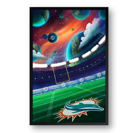 Sporticulture - Miami Dolphins Galaxy Print Framed Art - Blue