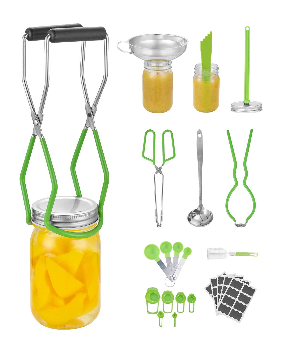 Front. VEVOR - Canning Supplies Starter Kit, 9 Pieces Stainless Steel Water Bath Canning Kit for Beginners, Canning Tools Set: Ladle - Green.