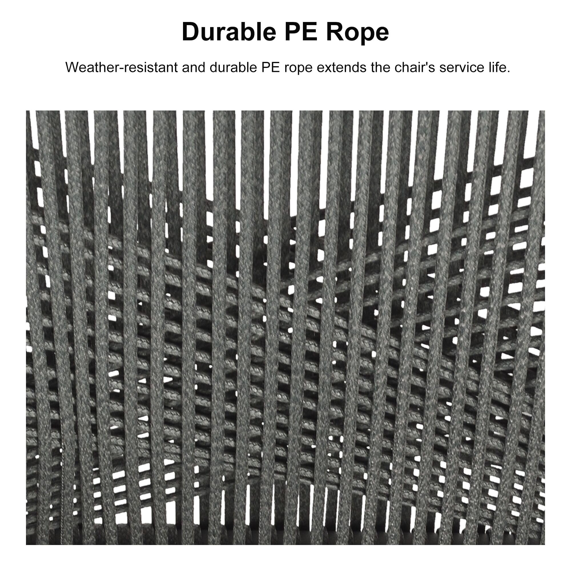 Durable PE Rope

Weather-resistant and durable PE rope extends the chair's service life.