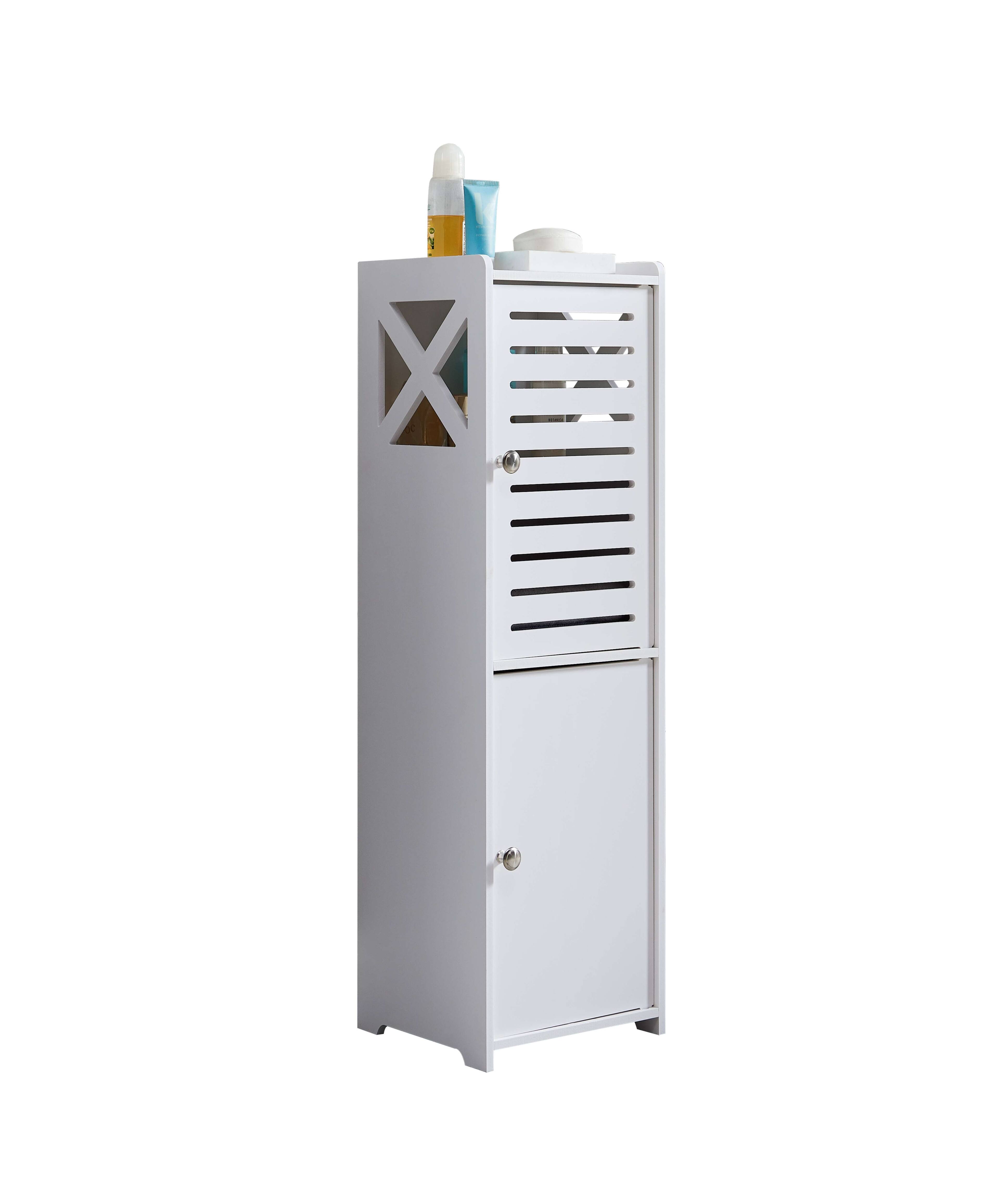Angle. Kings Brand Furniture - Kings Brand Furniture White Freestanding Bathroom Storage Cabinet with Doors and Open Shelf - White.
