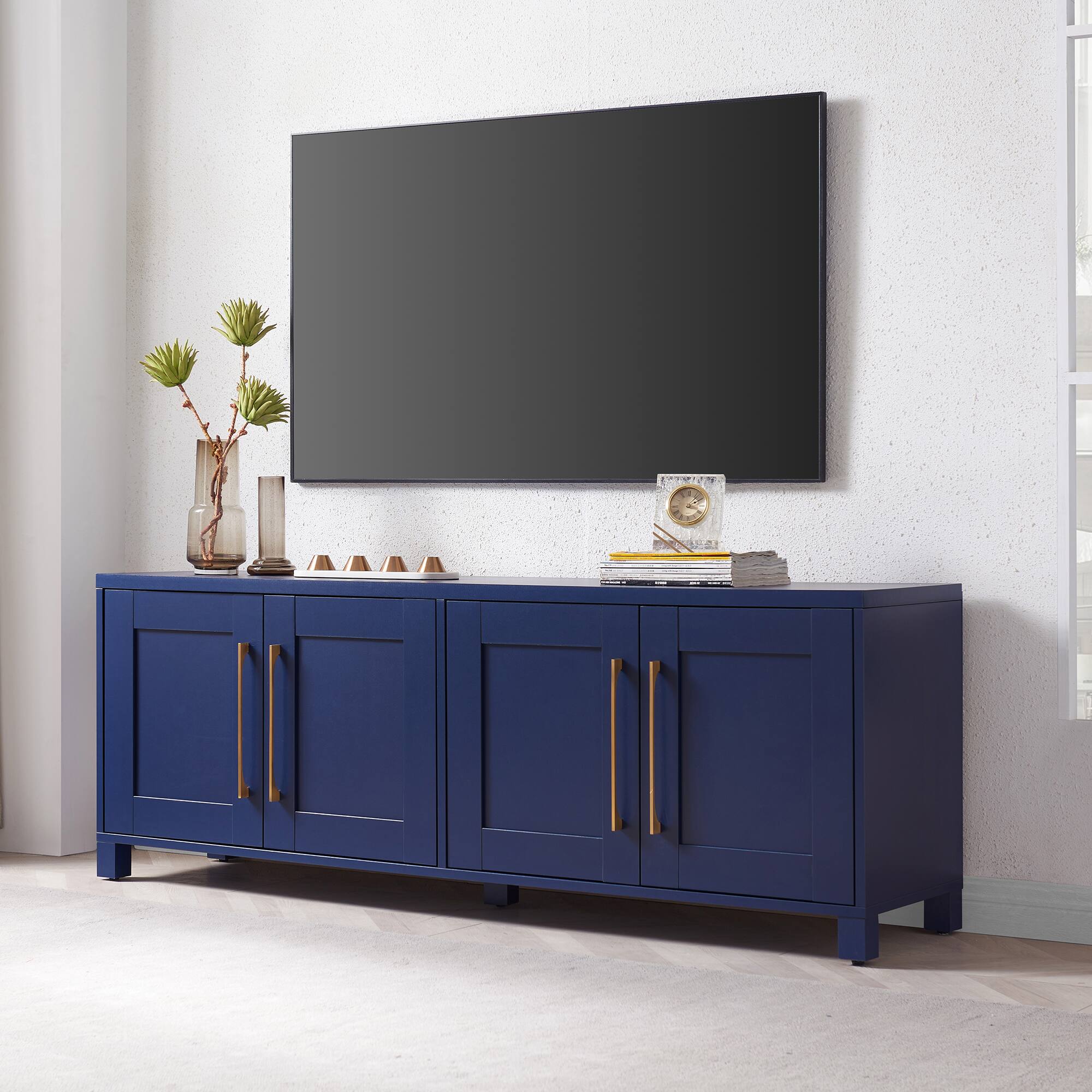 Alt View 35. Hudson&Canal - Chabot TV Stand Fits Most TVs up to 75 inches - Dark Blue.