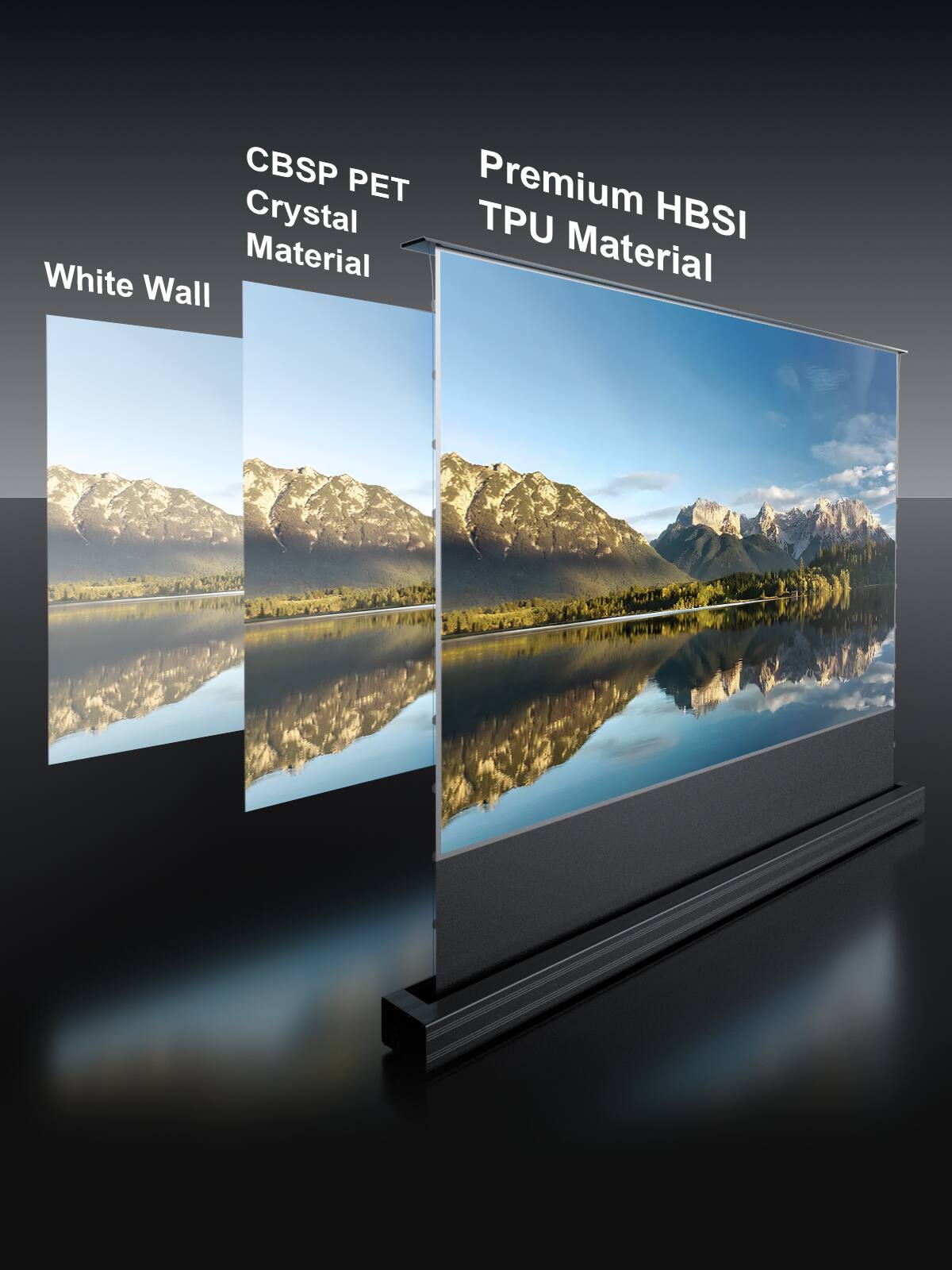 The text on the image is grouped as follows:

1. CBSP PET Premium Crystal TPU HBSI White Material Wall

The corrected text is:

1. CBSP PET Premium Crystal TPU HBSI White Wall Material