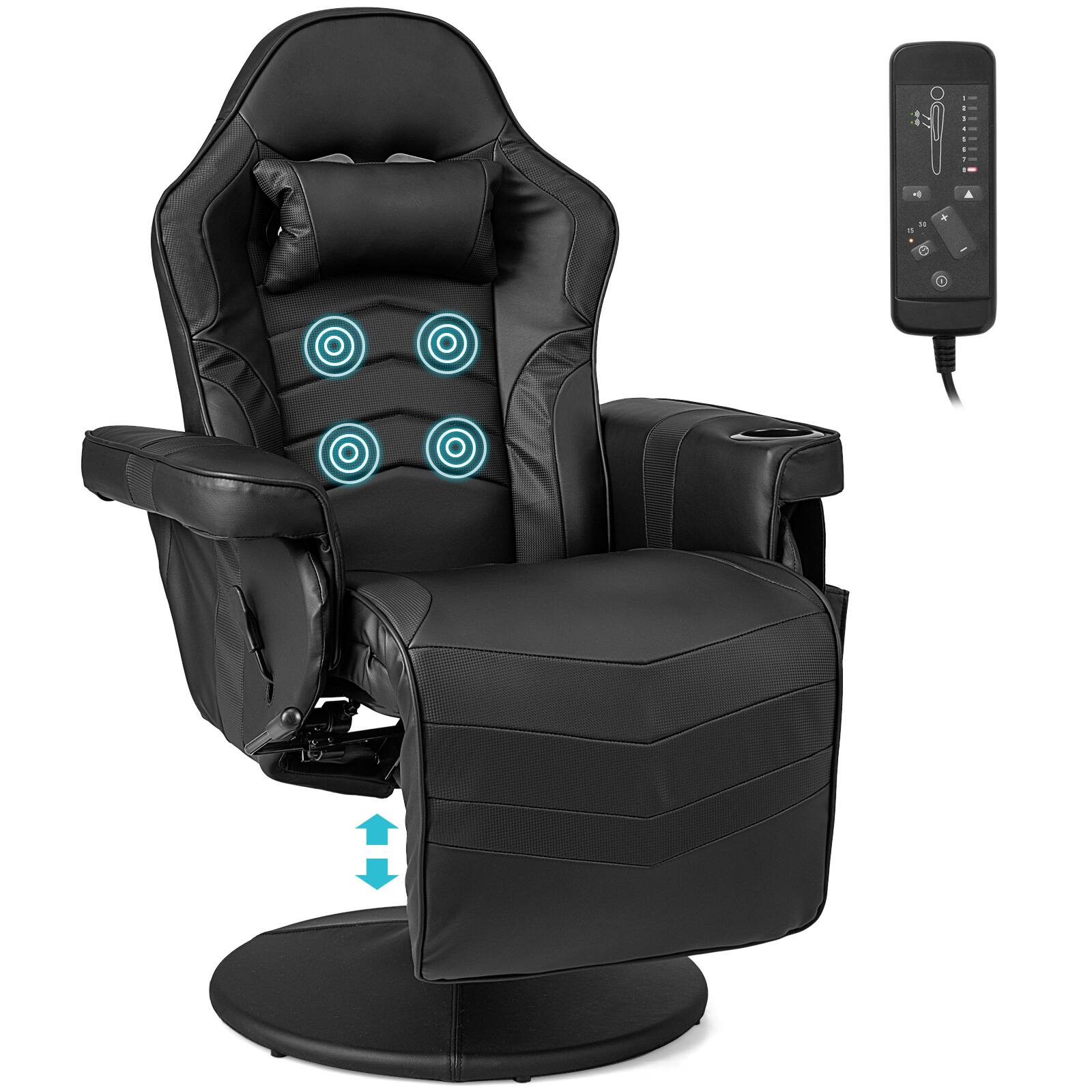 Left. WELLFOR - Massage Video Gaming Recliner Chair with Adjustable Height - Black.