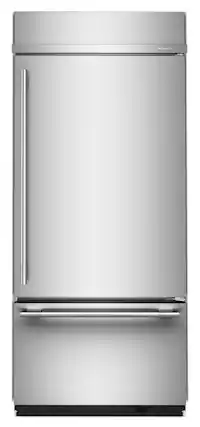 Front. KitchenAid - 20.8 Cu. Ft. Built-In Bottom Mount Refrigerator with Platinum Interior - Stainless Steel with PrintShield Finish.