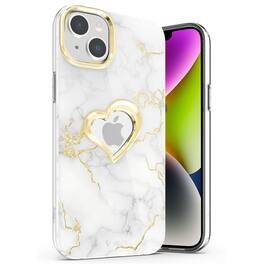 Vena - vLove Glitter Heart Case for Apple iPhone 15 Plus / iPhone 14 Plus - White Marble - Multicolored