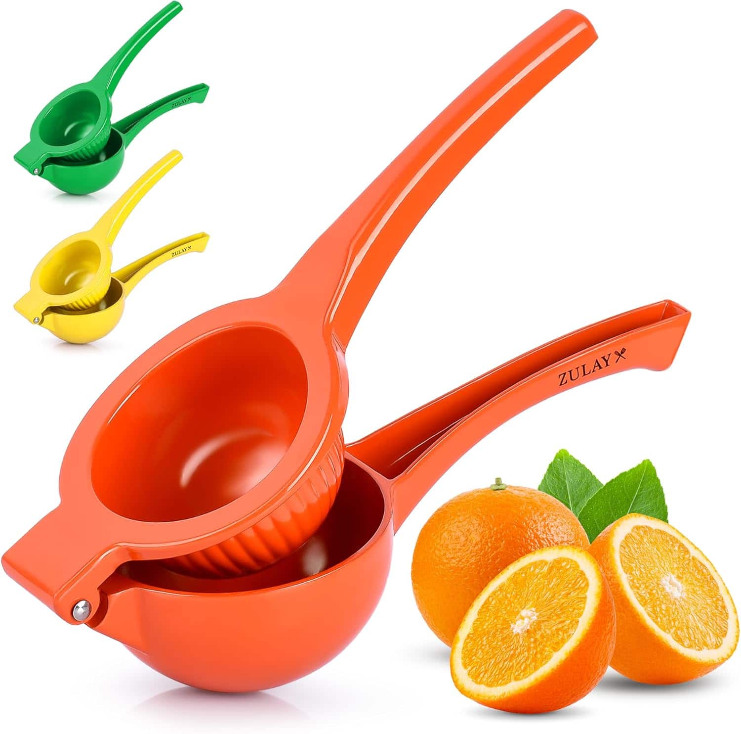 Zulay Kitchen - Premium Metal Squeezer, Heavy-Duty Citrus Juicer, Dishwasher Safe - Orange