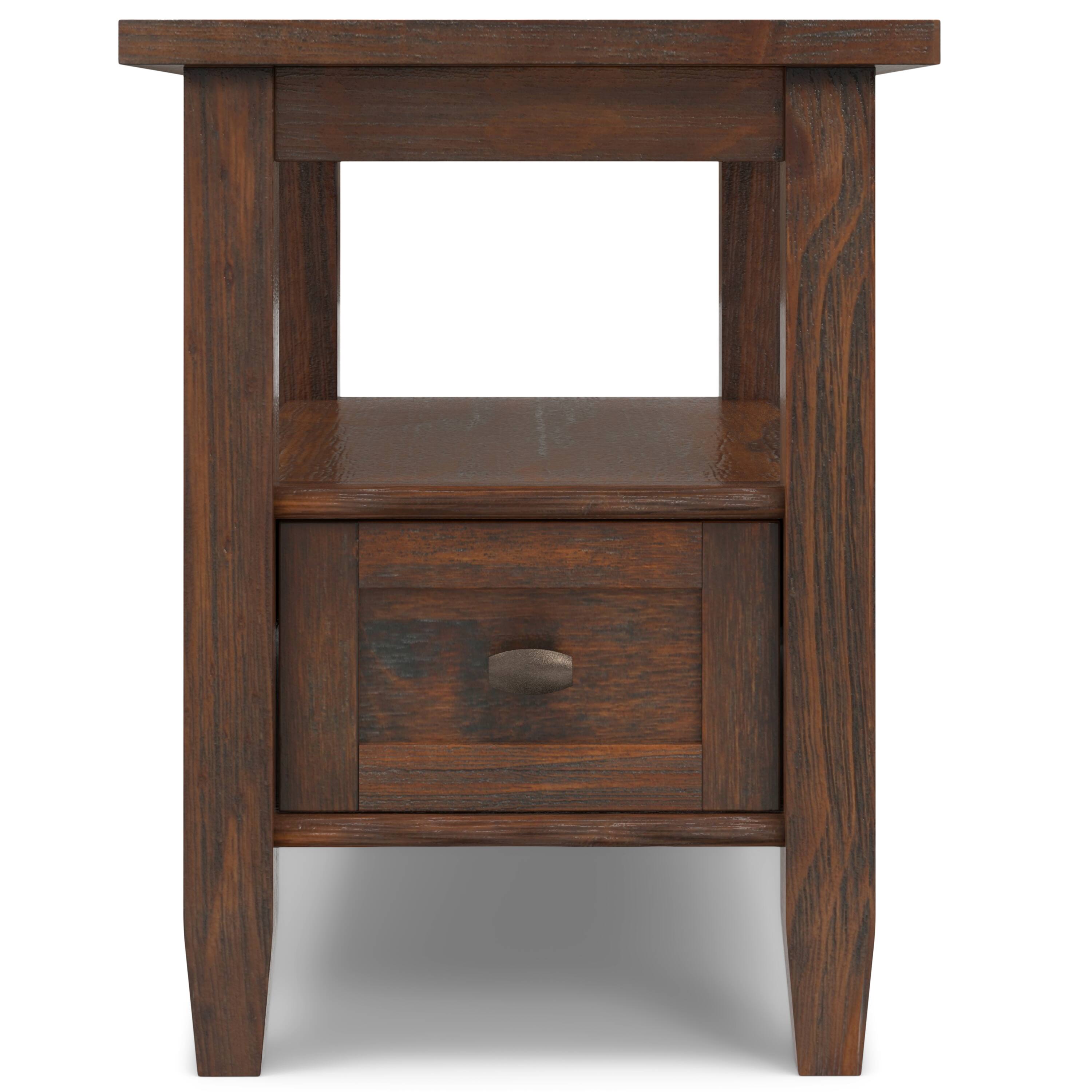 Alt View 12. Simpli Home - Warm Shaker Narrow Side Table - Distressed Charcoal Brown.