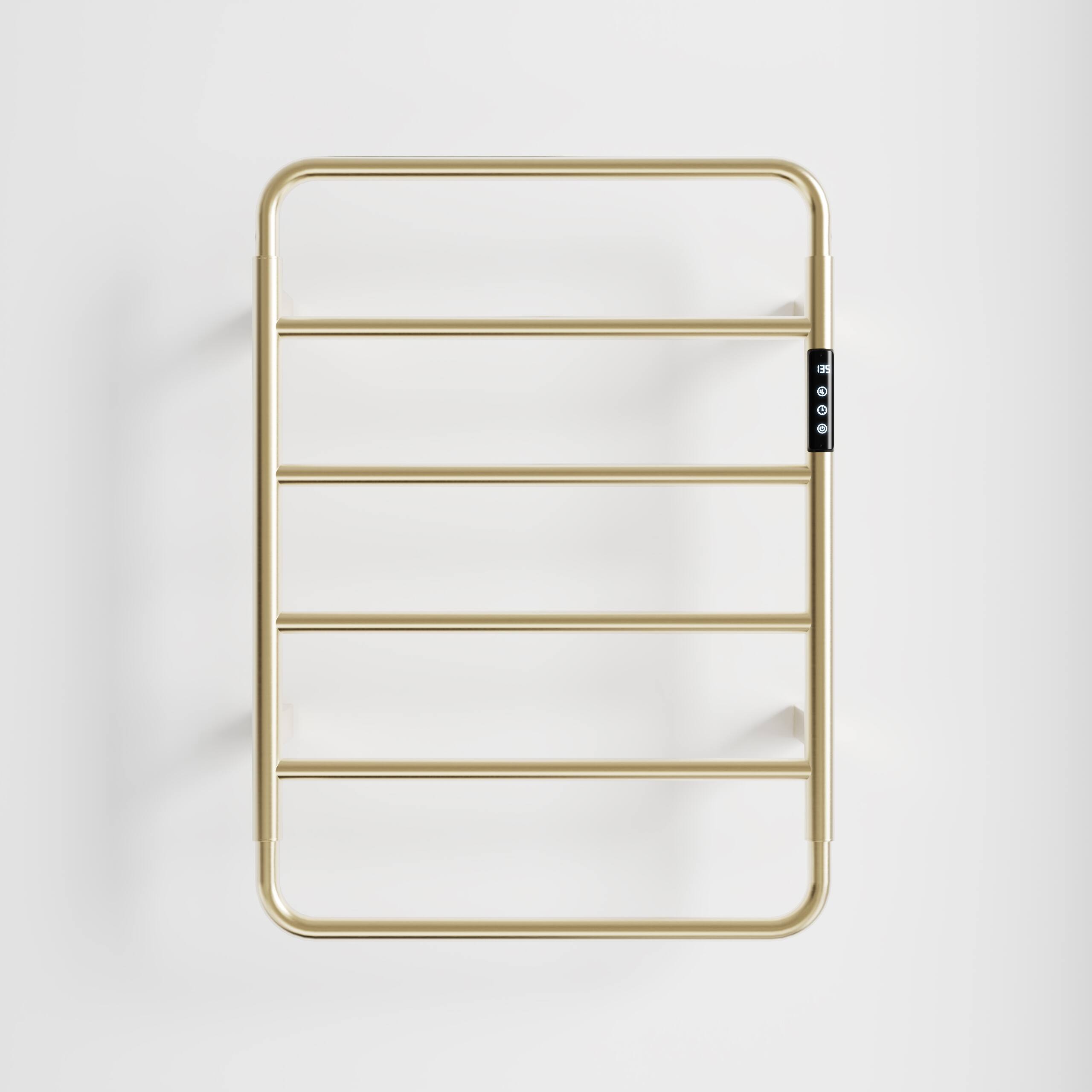 Angle. COWLOWN - 18.7in Heated Towel Rack for Bathroom Wall Mounted 6-Bar Warmer w Touch Timer 304 Stainless Steel Plug-in Hard-Wired - Stainless Steel Finish (Silver).