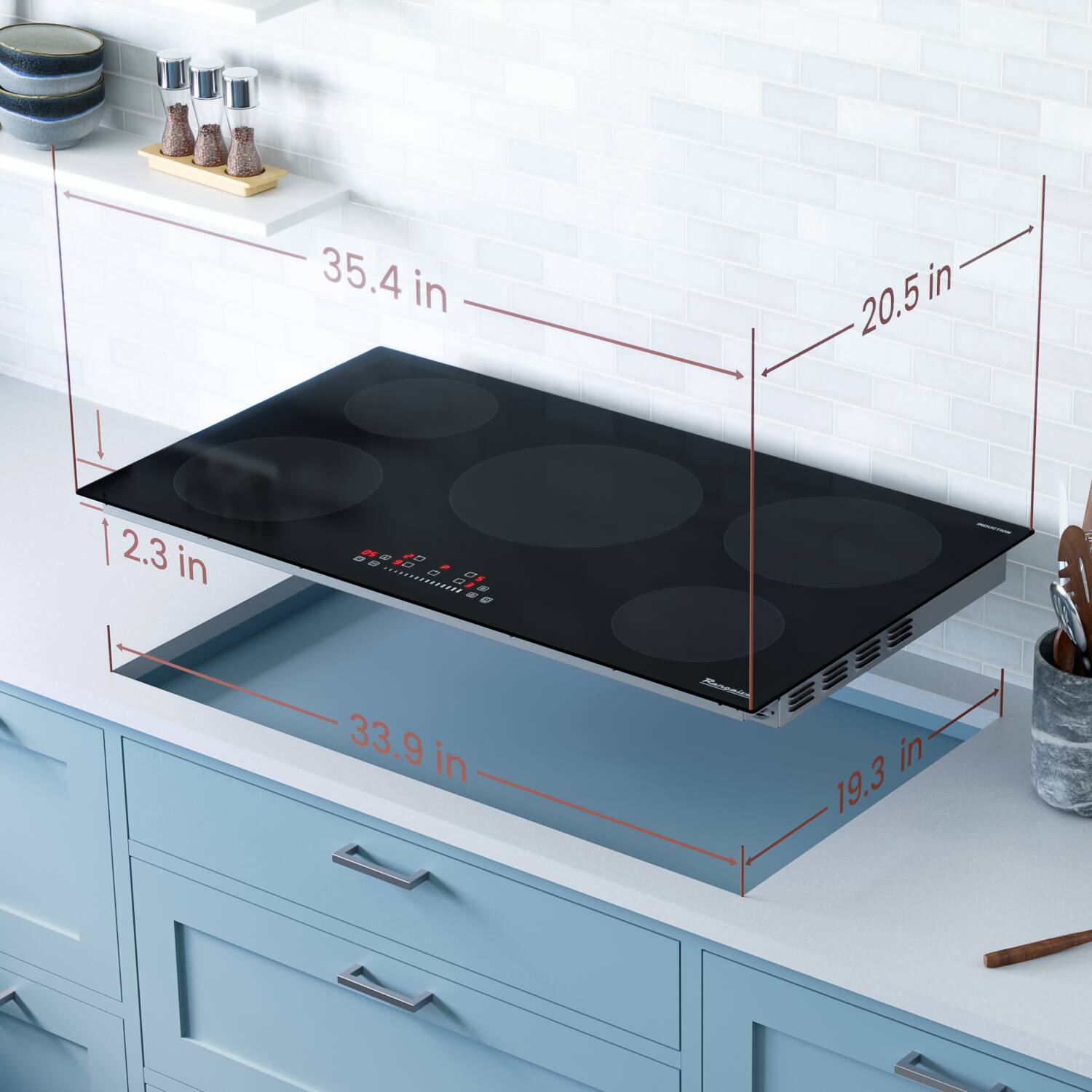 35.4 in, 20.5 in, 2.3 in, 33.9 in, 19.3 in