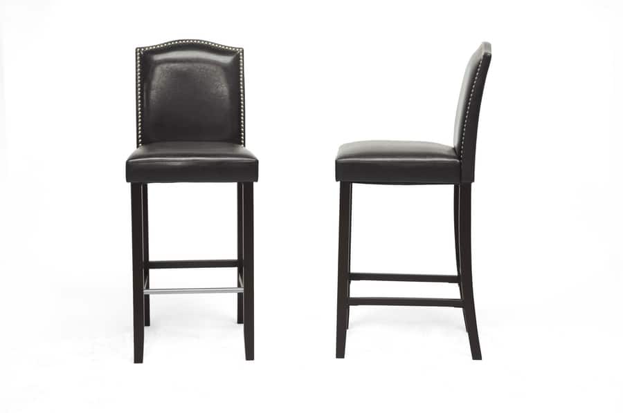 Photos - Chair STUDIO Baxton  - Libra Modern Bar Stool With Nail Head Trim - Black 4296 