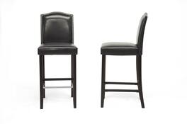 Baxton Studio - Libra Modern Bar Stool With Nail Head Trim - Black