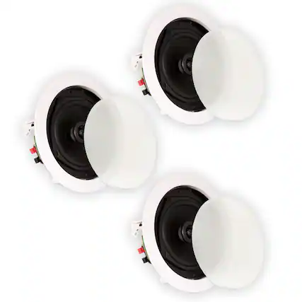 Front. Theater Solutions by Goldwood - TS50C in Ceiling Speakers Surround Sound Home Theater 3 Piece Speaker Set - Paintable White.