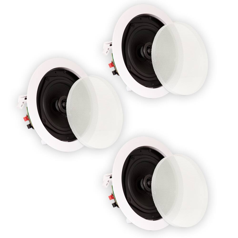 Front. Theater Solutions by Goldwood - TS50C in Ceiling Speakers Surround Sound Home Theater 3 Piece Speaker Set - Paintable White.