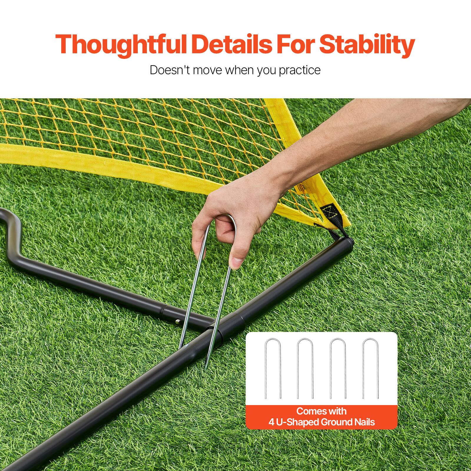 Thoughtful Details For Stability  
Doesn't move when you practice  

Comes with 4 U-Shaped Ground Nails