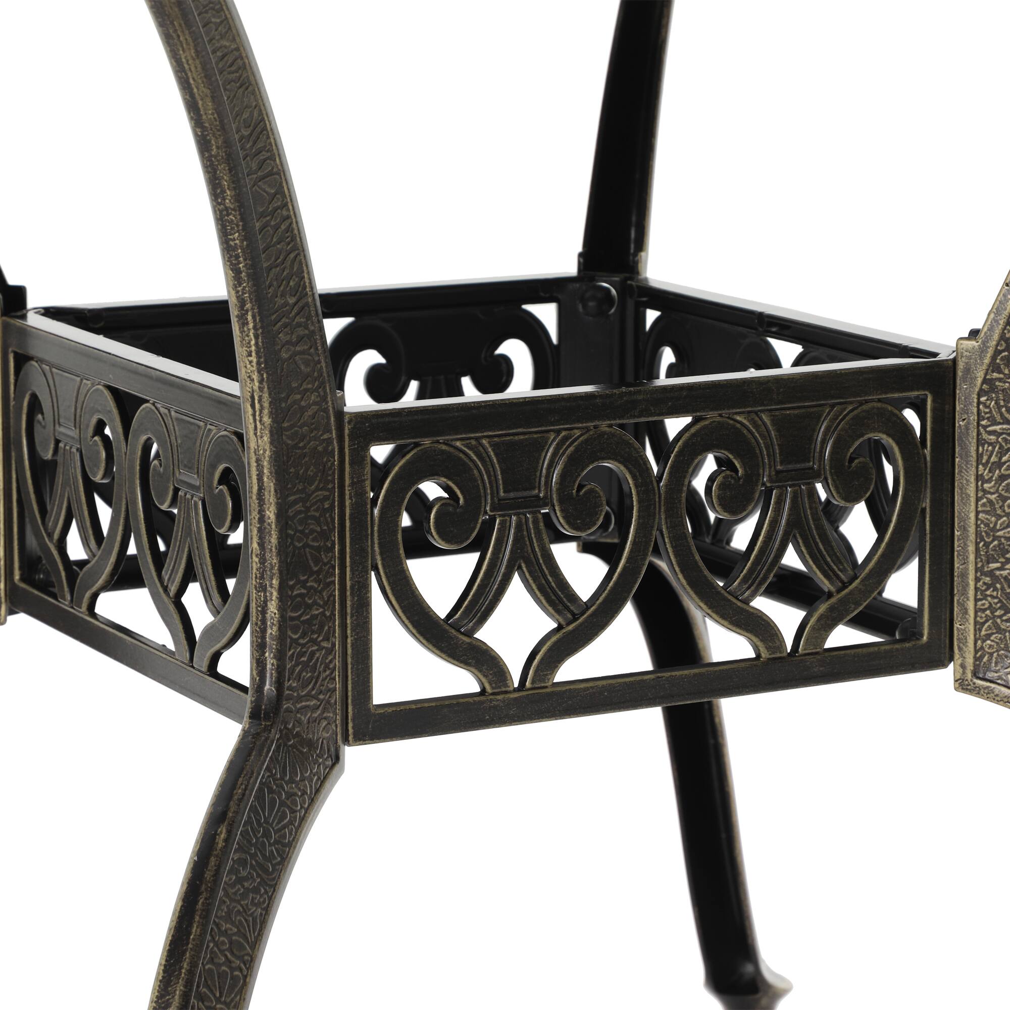 Alt View 4. Mondawe - 5-Piece Cast Aluminum Dining Set with Round Table and 4 Chairs - Bronze.