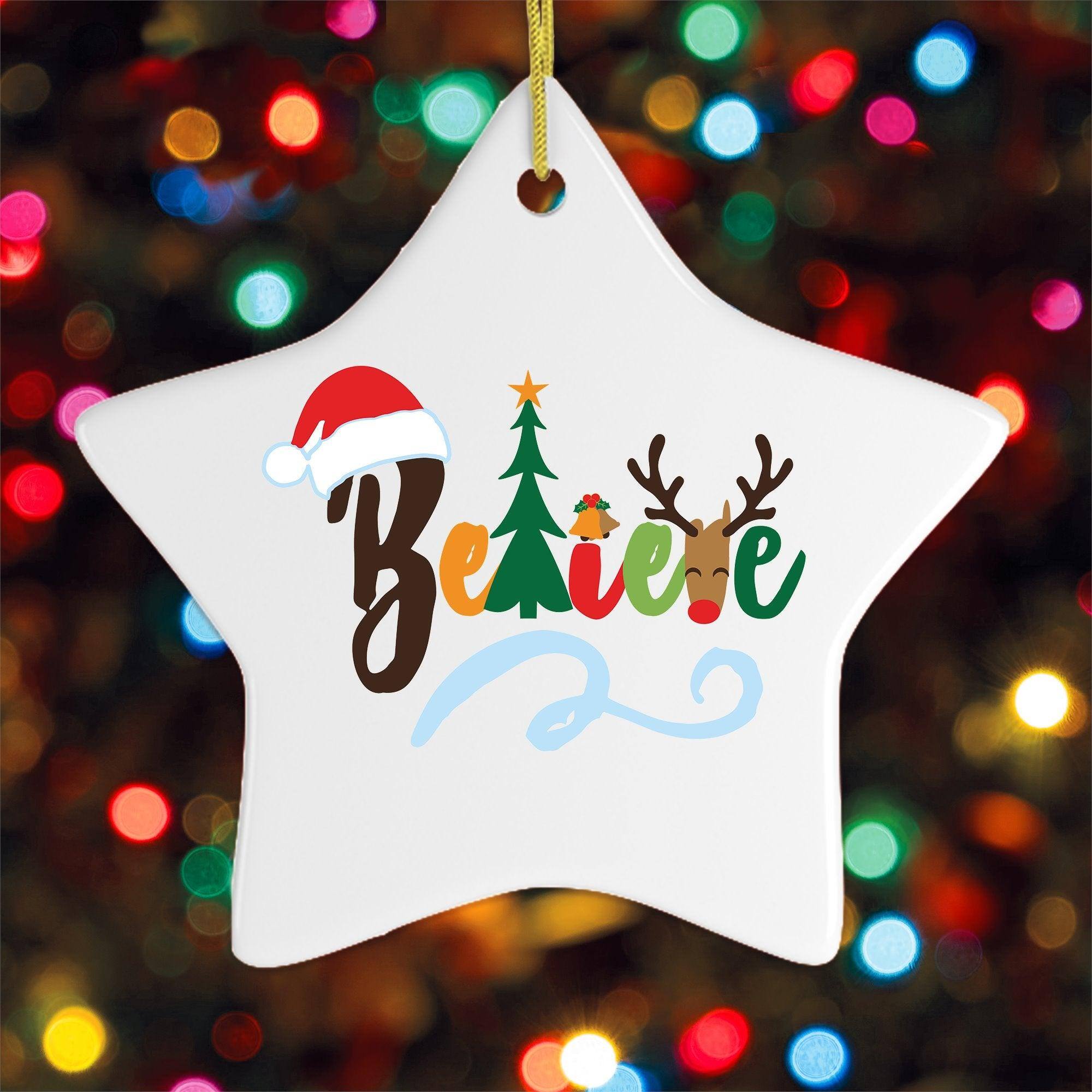 Back. OrnamentallyYou - Believe Christmas Ornament - Multi-colored.
