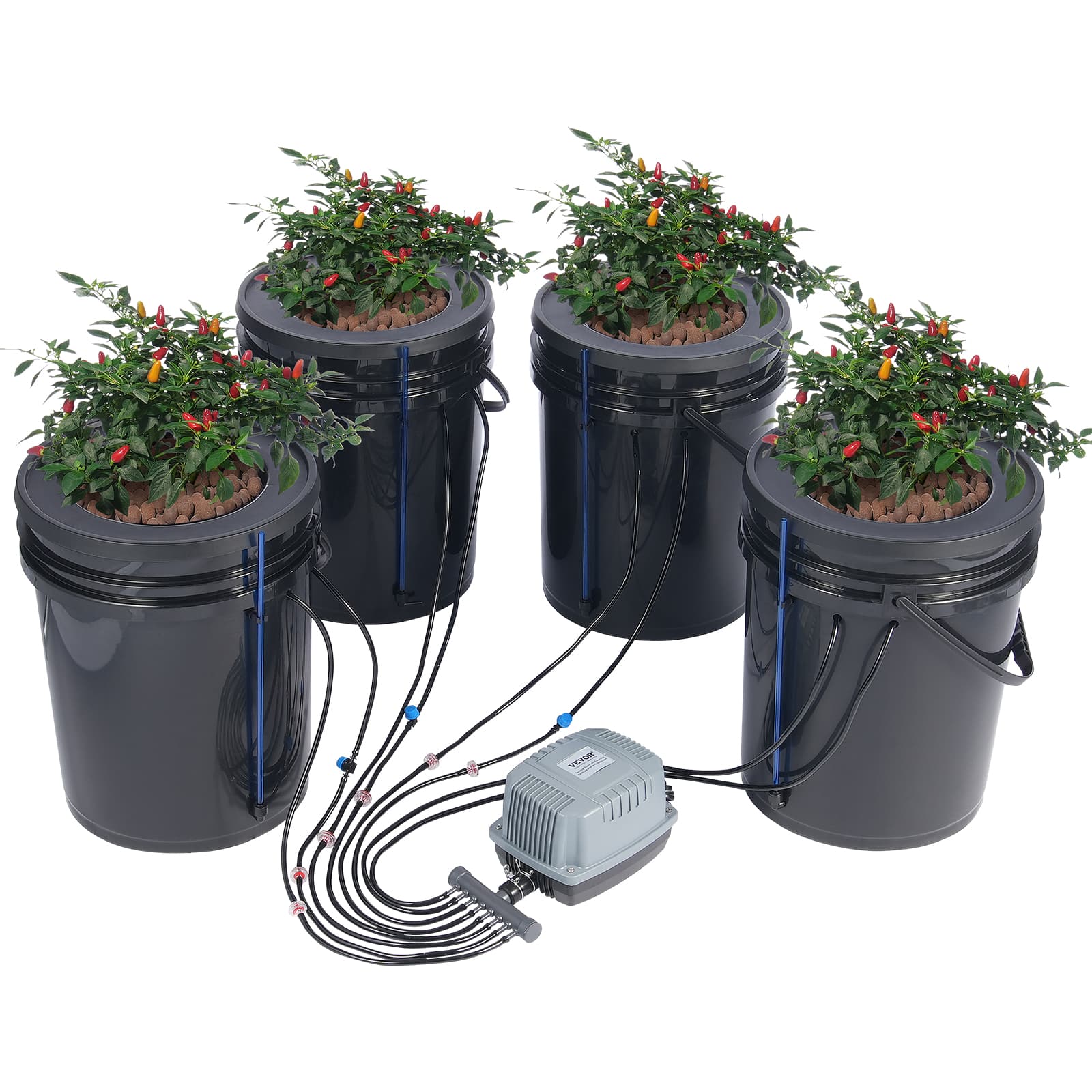 VEVOR - DWC Hydroponics Grow System, Hydroponic Growing System with Top Drip Kit, Deep Water Culture 5-Gallon 4 Buckets - Black price history on PriceWatchPro