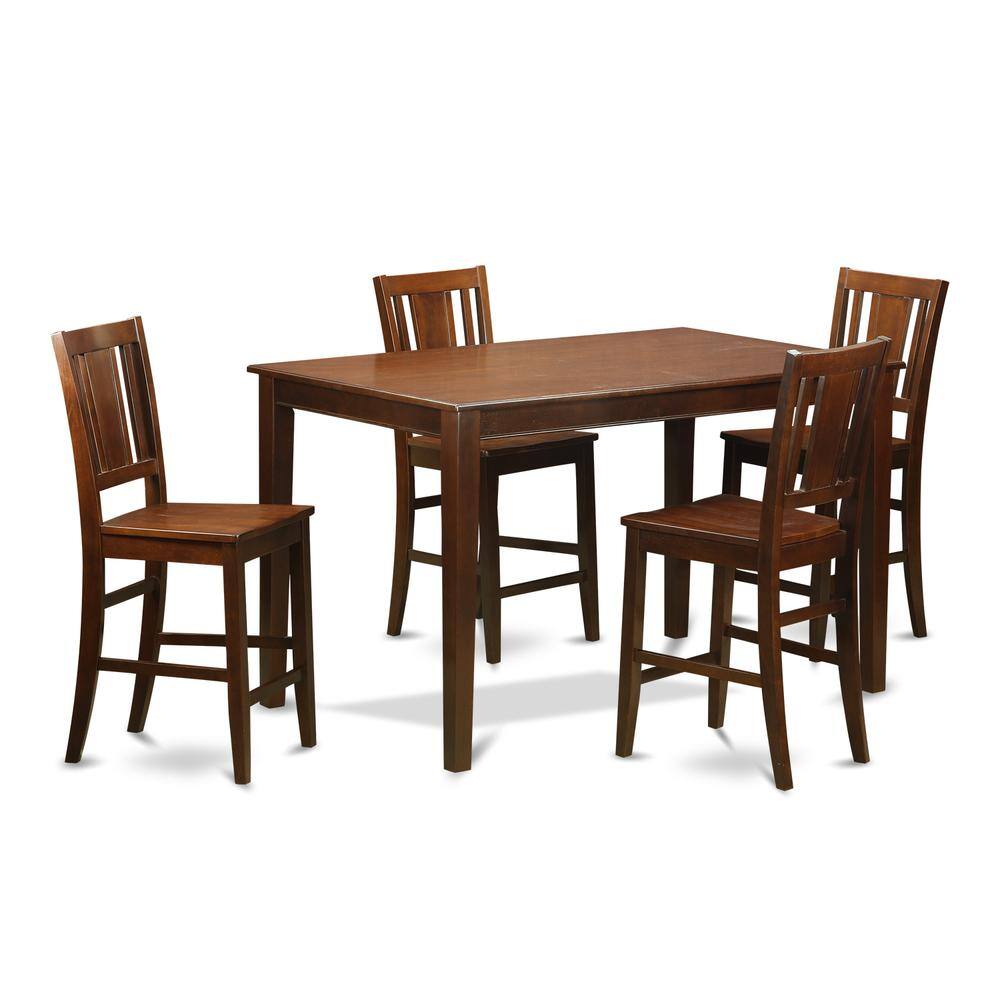Back. East West Furniture - 5 Pc Counter height Table set- pub Table and 4 counter height chair. - Mahogany.