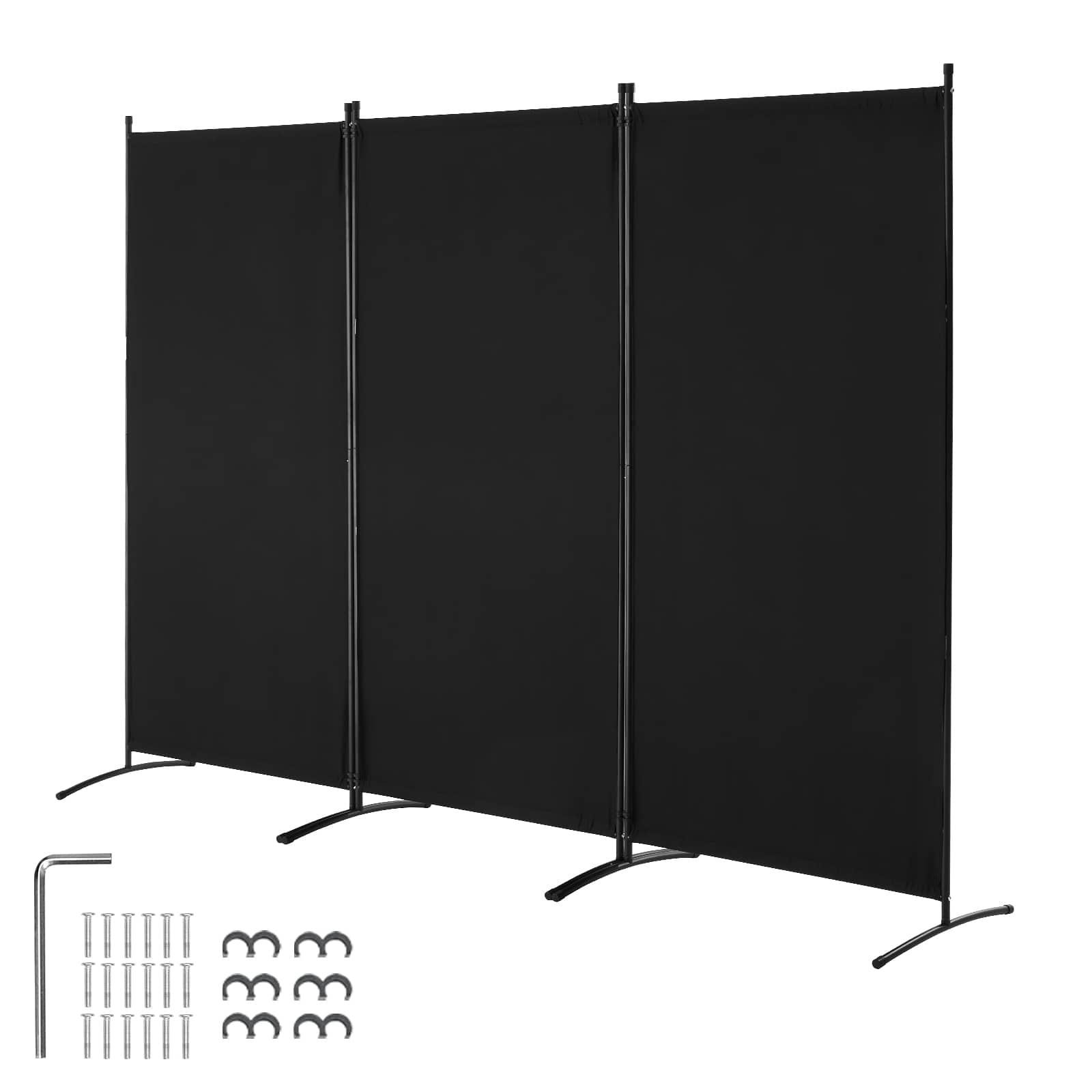 VEVOR - Room Divider, 3 Panel Room Divider, Folding Privacy Screen and Portable Partition Divider for Room Separation - Black