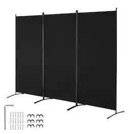 VEVOR - Room Divider, 3 Panel Room Divider, Folding Privacy Screen and Portable Partition Divider for Room Separation - Black