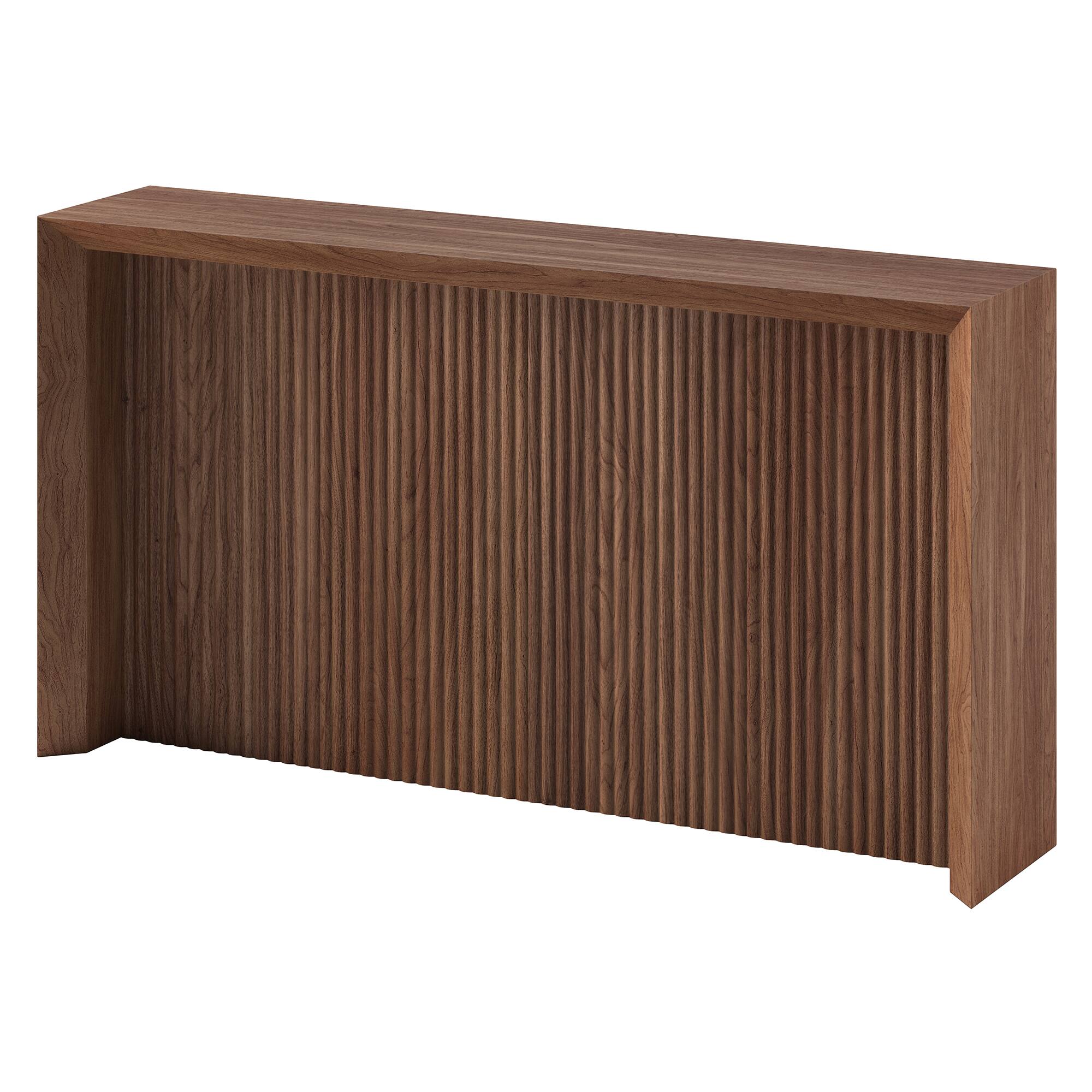 Left. Hudson&Canal - Piedmont 56" Wide Rectangular Fluted Console Table - Medium Brown.