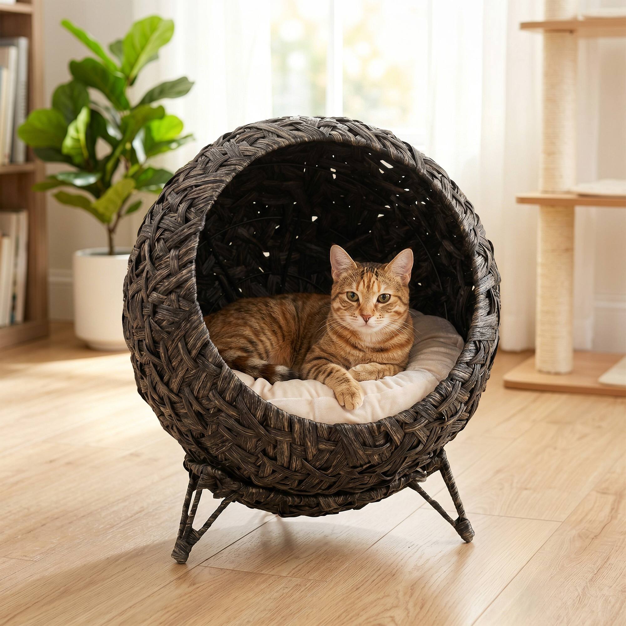 Alt View 7. Pawhut - Cat Bed - Gray.