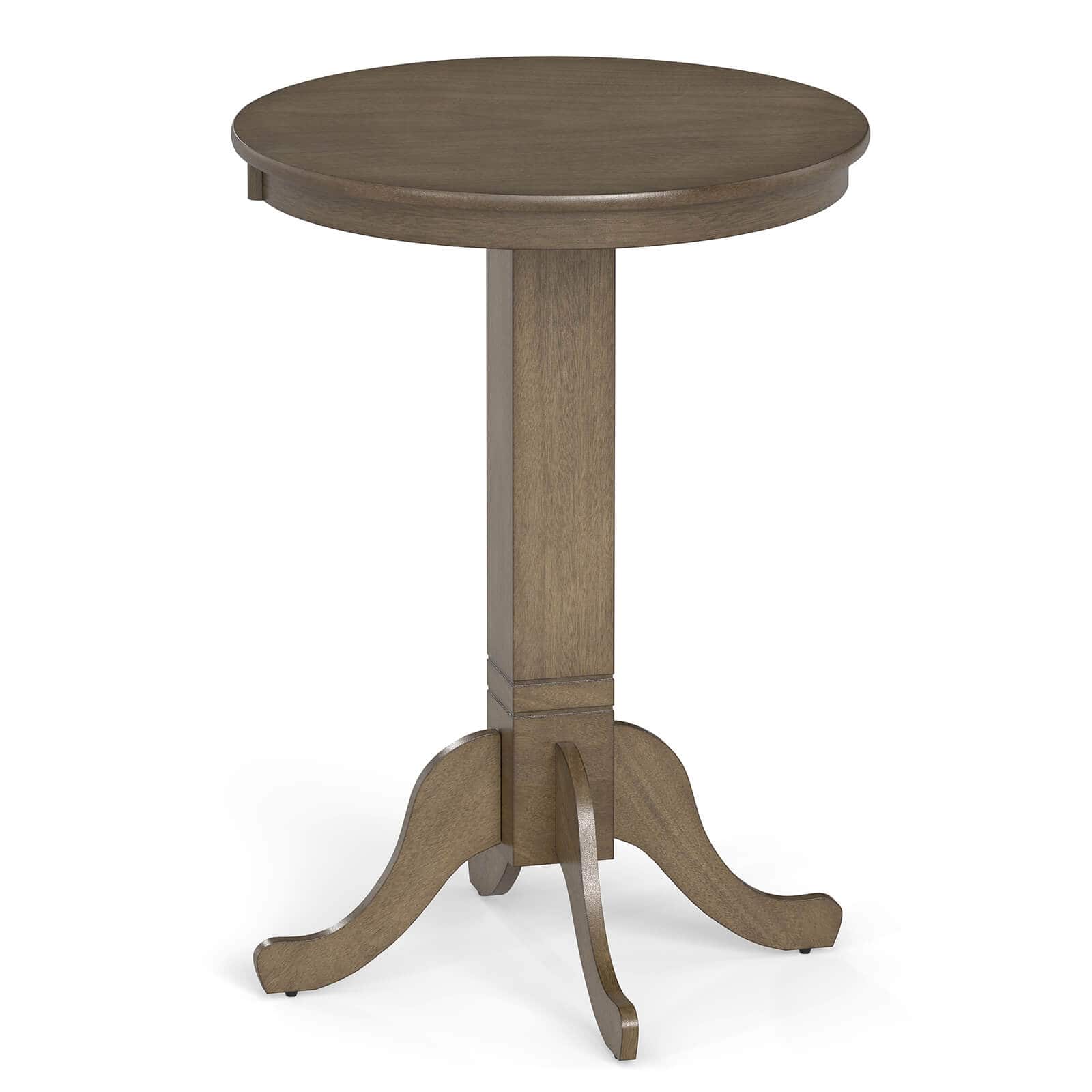 Costway - 30" Round Bar Table with Rubber Wood Frame, Elegant Pedestal Base for Dining Room - Oak Gray