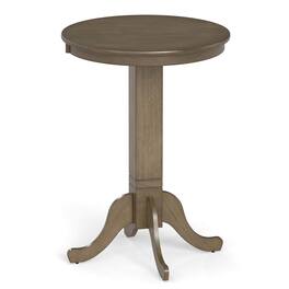 Costway - 30" Round Bar Table with Rubber Wood Frame, Elegant Pedestal Base for Dining Room - Oak Gray