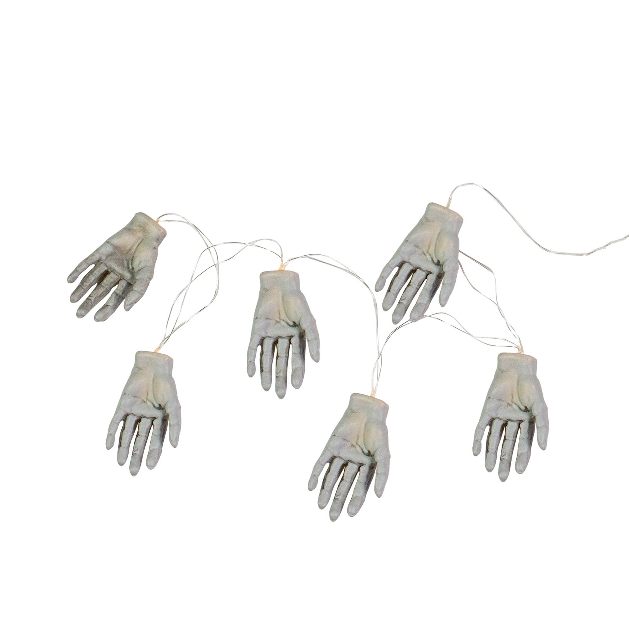 Alt View 2. Northlight - Zombie Hands Halloween Light Set - Clear Lights - 6ct - Gray.