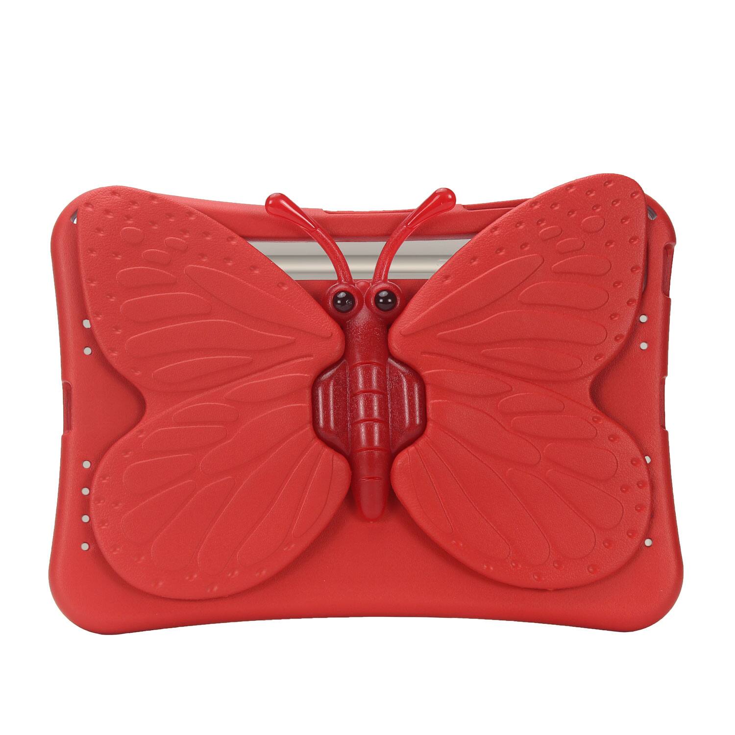 Angle. Dteck - Kids Butterfly Case for Samsung Galaxy Tab S9 FE+ 2023 & Tab S9+ & Tab S8+ & S7 FE,3D Cartoon EVA Shockproof Stand Cover - Red.