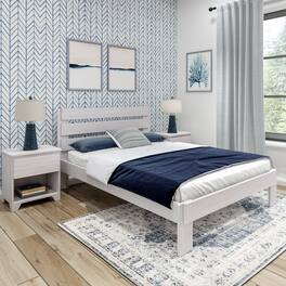 Plank+Beam - Farmhouse Queen Bed with Plank Headboard, White Wash - White Wash