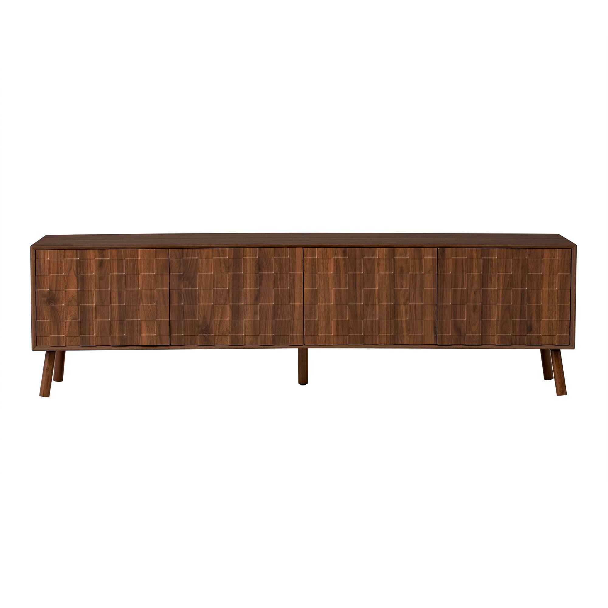 Alt View 4. MERAVOM - Mid-Century Modern TV Stand for TVs Up to 80", Entertainment Center with Storage Cabinets, Media Console for Living Room - Walnut.