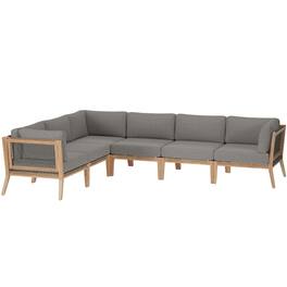 Clearwater 6-Piece Outdoor Patio Teak Wood Sectional Sofa by Modway - Gray Graphite