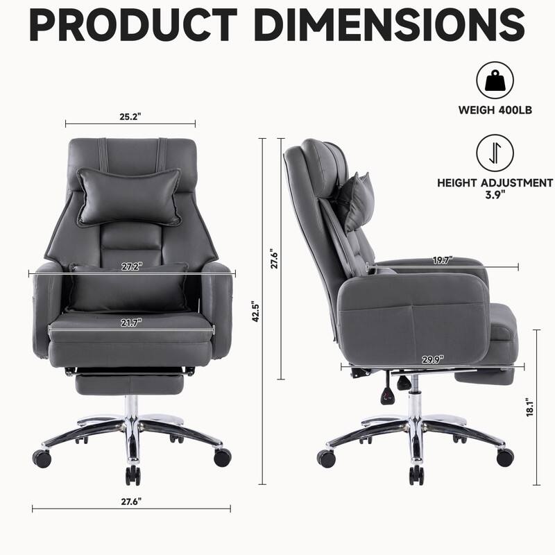 PRODUCT DIMENSIONS  
25.2"  
WEIGH 400LB  
HEIGHT ADJUSTMENT 3.9"  
27.2"  
27.6"  
19.7"  
21.7"  
42.5"  
29.9"  
18.1"  
27.6"
