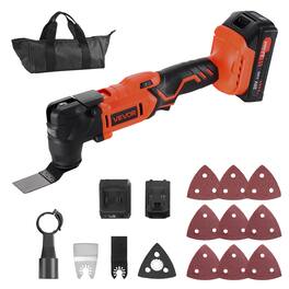 VEVOR - Cordless Oscillating Tool,20V Oscillating Multi Tool Kit with 6 Variable Speeds 8500 - 17000 OPM, 3.2° Oscillation Angle - Black;orange